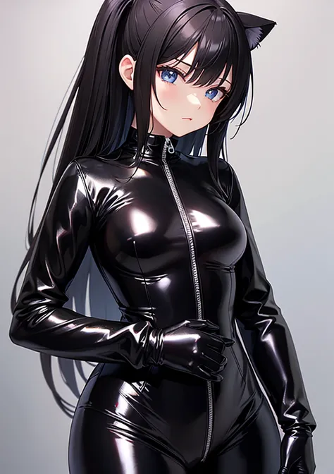 BLACK PVC CATSUIT GIRL