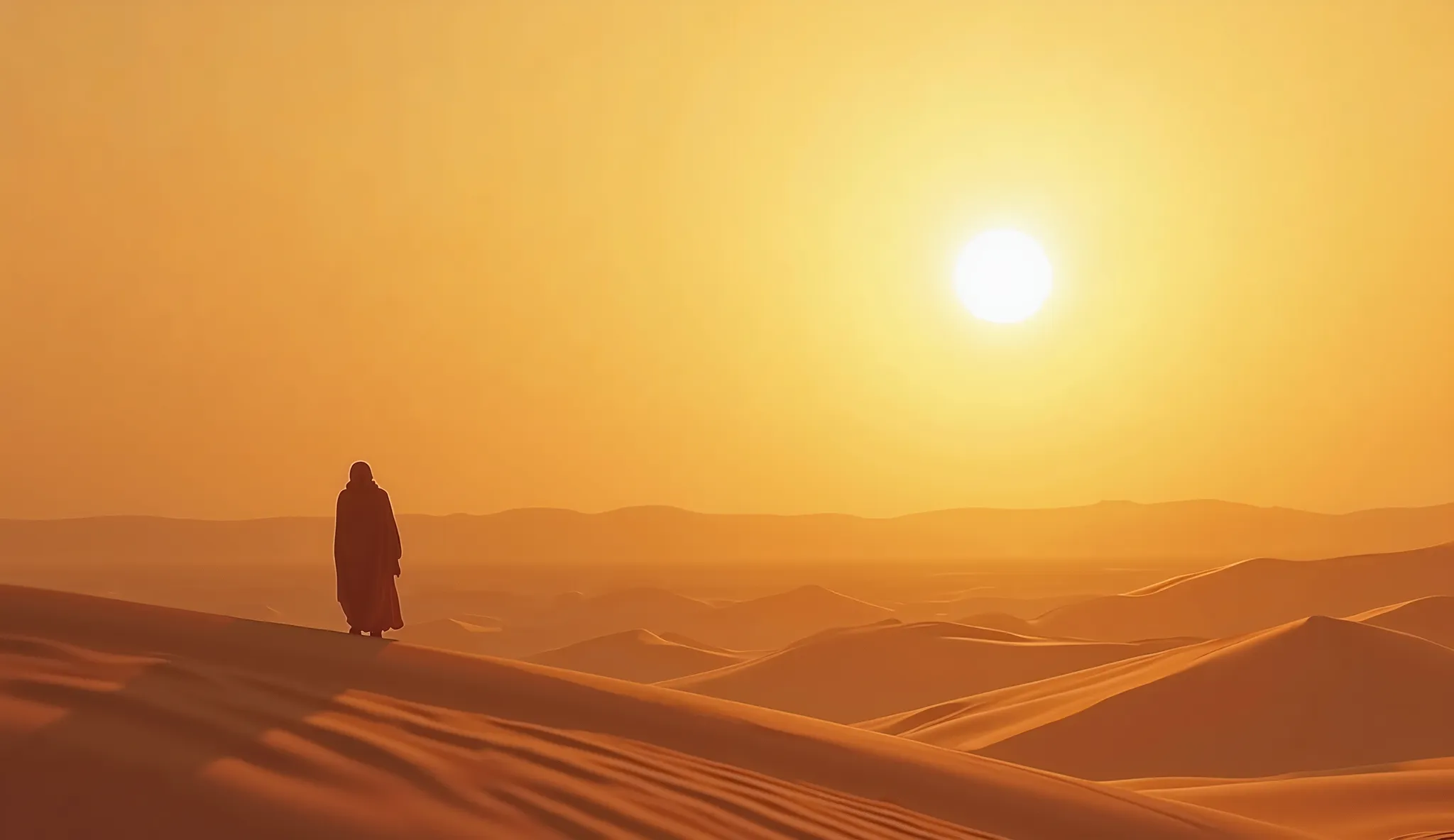 bright cinematic style lonely scene sahara