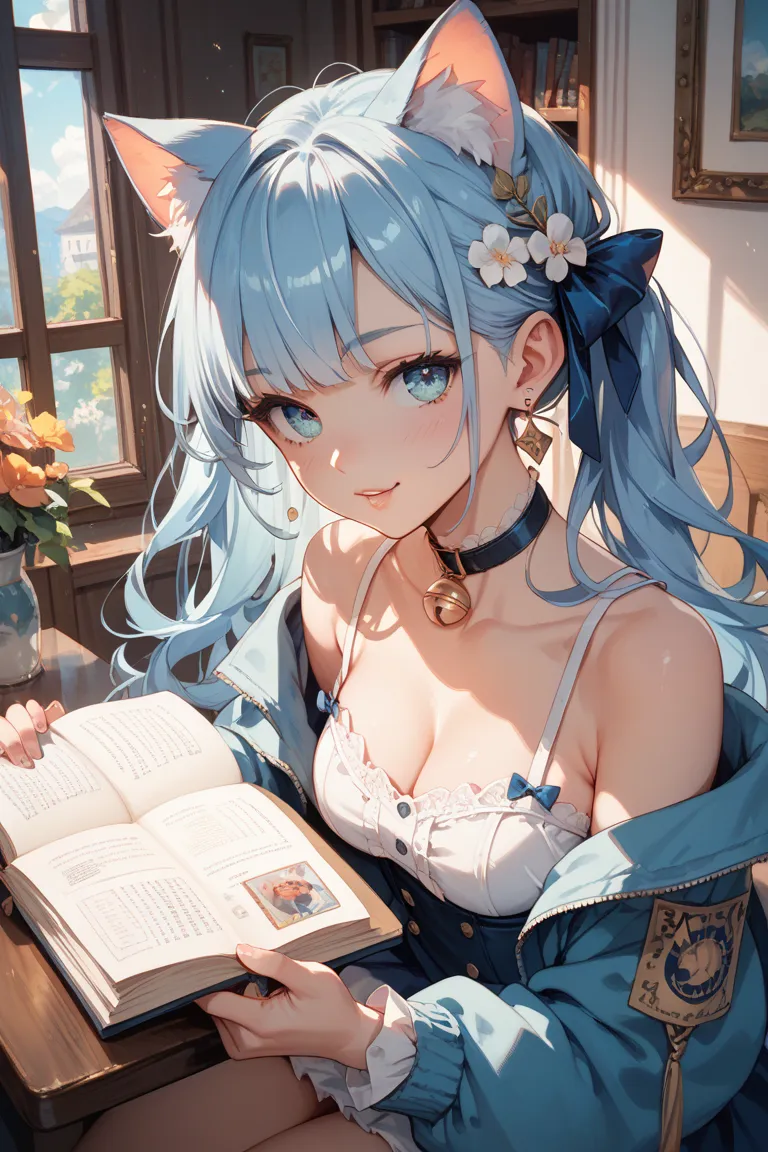 Light blue girl with cat ears