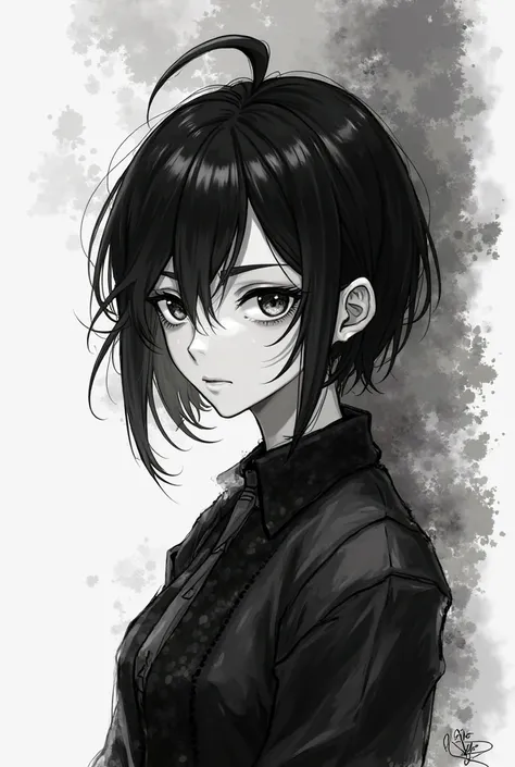 Balck and white picture of an anime character