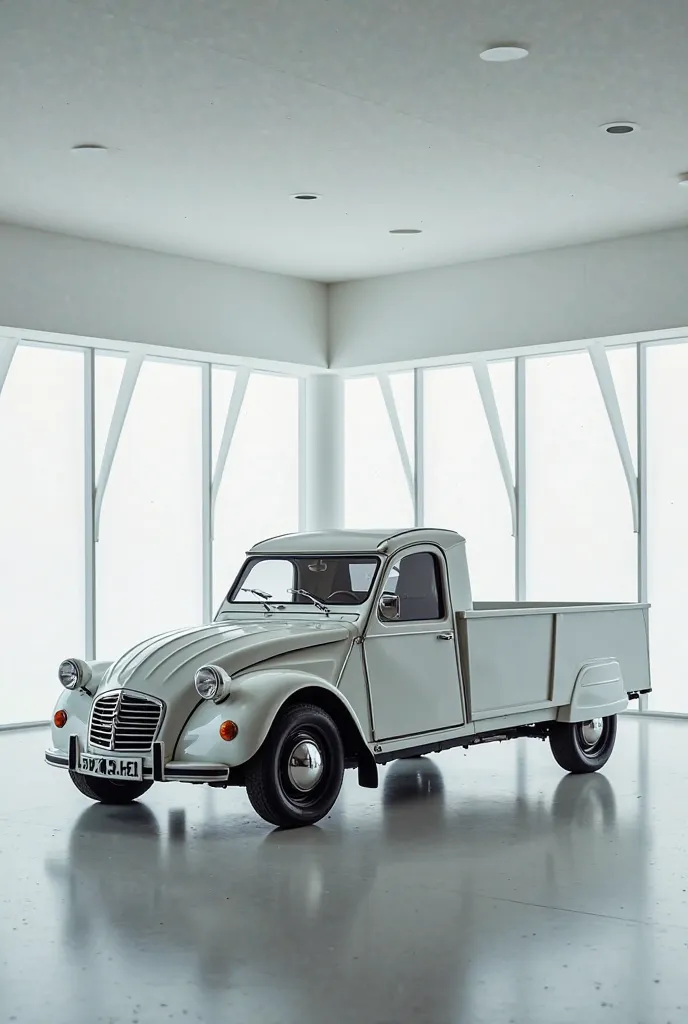 2025 ( Citroen 2cv pickup) in (white )colour standing in showroom The side  View