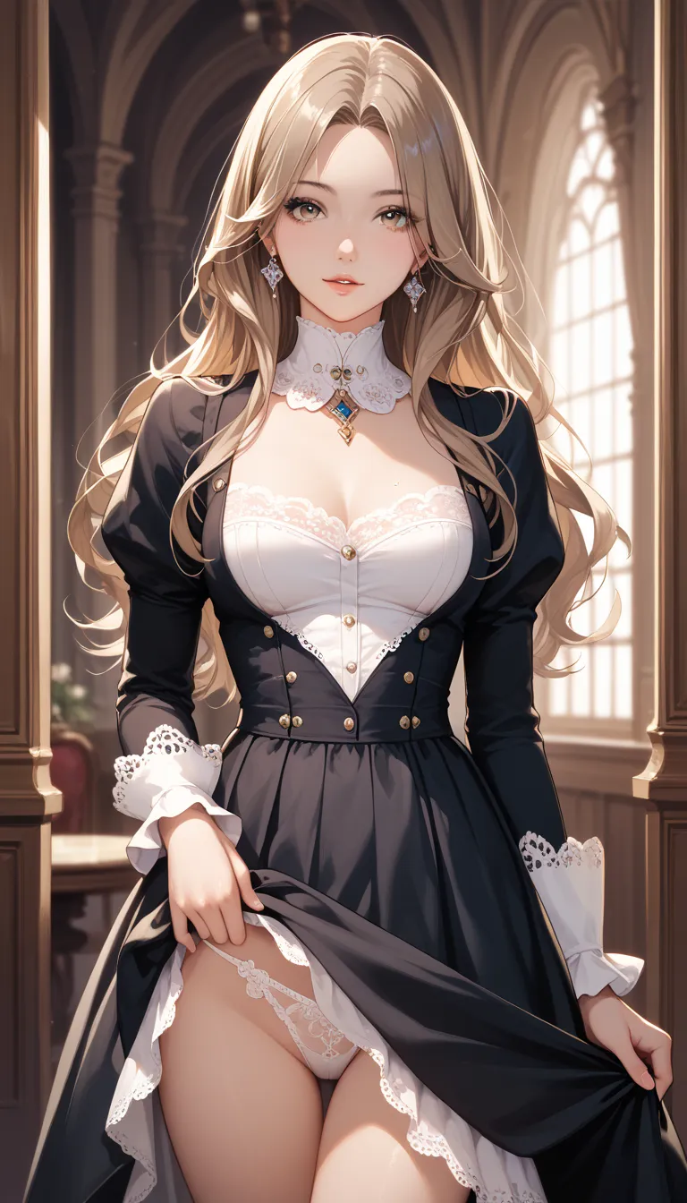 masterpiece, best quality, ultra-detailed, 8k, intricate details, わきDownを見せない, Down, no background, becomes transparent when you stare {x}, PE, front view, cowboy shot, perfect and beautiful face, beautiful breasts,  Read more, slim, lightbrown long hair, ...