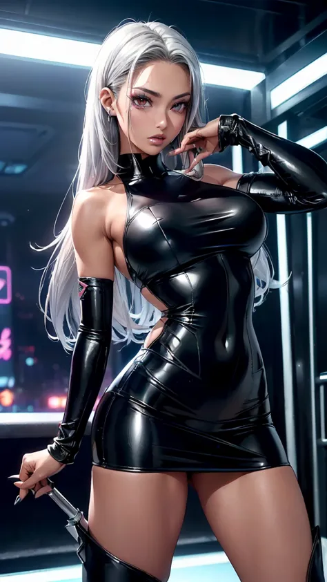 DIGITAL art, futuristic cyberpunk city , final fantasy 7 remake 3d cgi, (((Perfect masterpiece, highly detailed, 8K high resolution))),Extremely detailed 8K, 21 year old gorgeous women named luna with voluptuous body, (Ultra HD, Ultra-detailed, Highly deta...