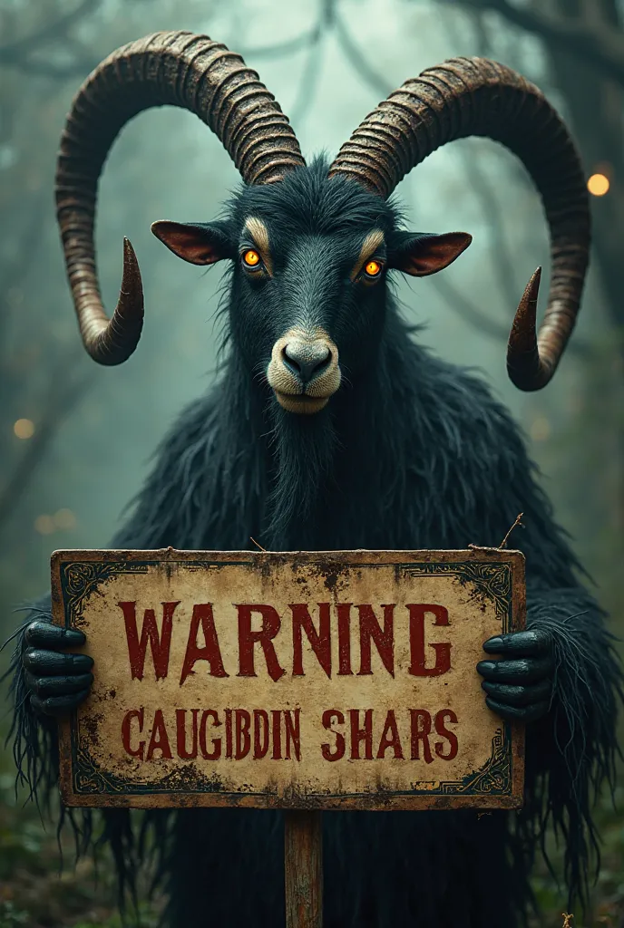  Create an image, of a sign with a drawing of a forbidden goat animal, and written below Don't give a peep to the animal