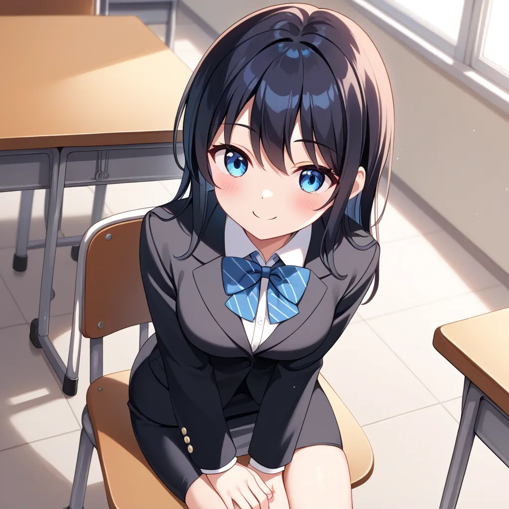 {best quality}, {very aesthetic}, {ultra-detailed}, {best illustration}, {masterpiece}, {detailed beautiful eyes}, {extremely detailed}, nsfw, cute female, sitting on chair, medium breasts, business suit, pencil skirt
:1.4), classroom:1.3) , (adult, ultra ...