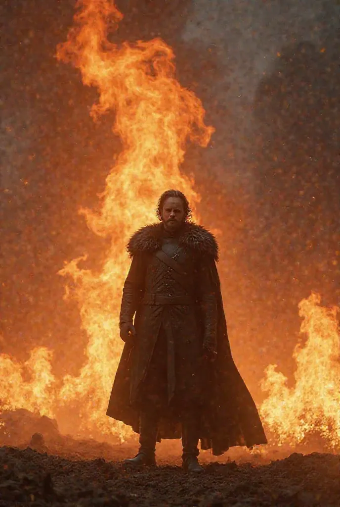 John Snow with Fire Around Him