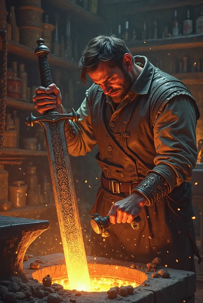 Blacksmith forging sword weapon