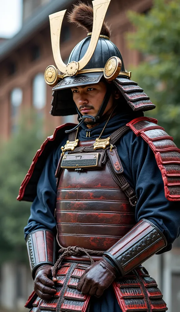 Samurai YouTuber。They are streaming videos wearing armor。 is funny。live-action。