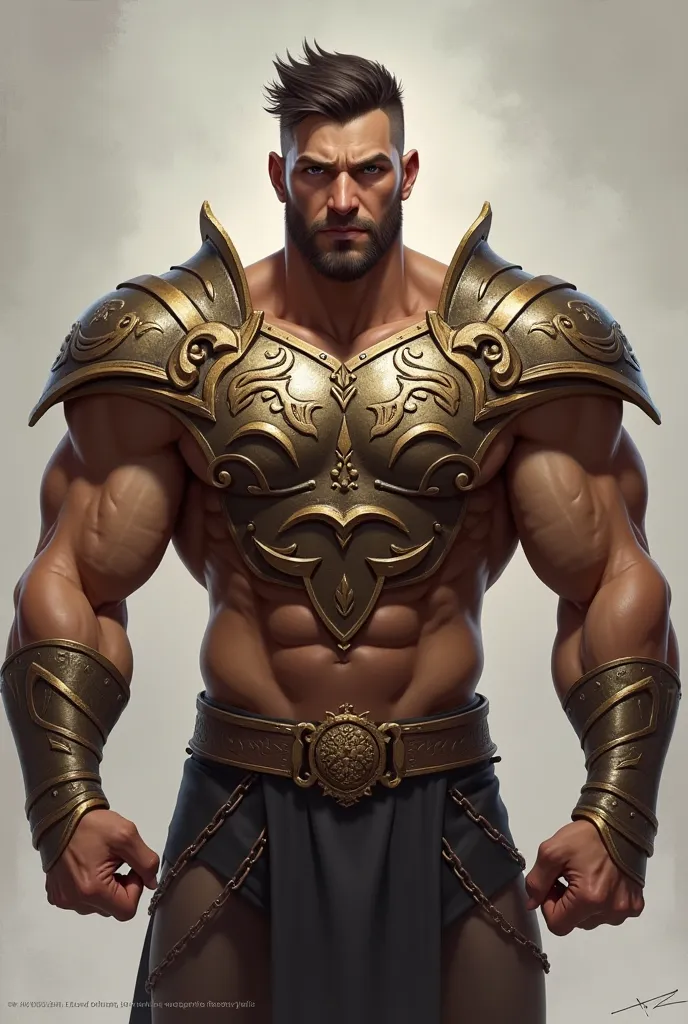 Cute male breastplate, defined, big.  defined belly, strong arms 