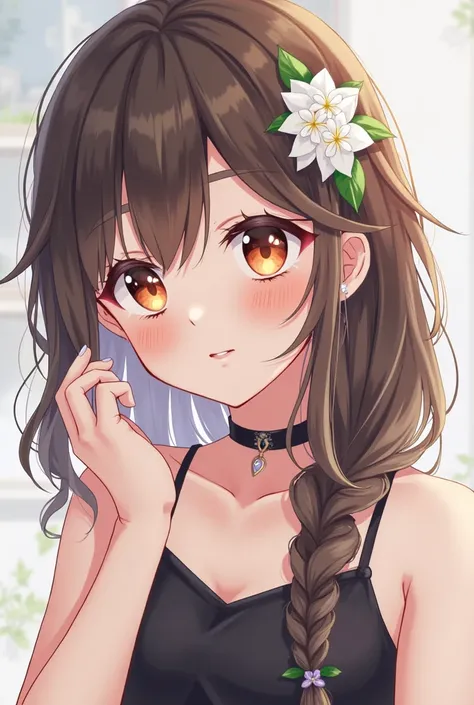 Anime girl with flowers in her hair 、anime girl in a black dress, beautiful Anime portrait, artwork in the style of Gu Weiss, Gu Weiss,  Stunning Anime Character Portraits , Beautiful anime face, Detailed portrait of an anime girl, author：The J, beautiful ...