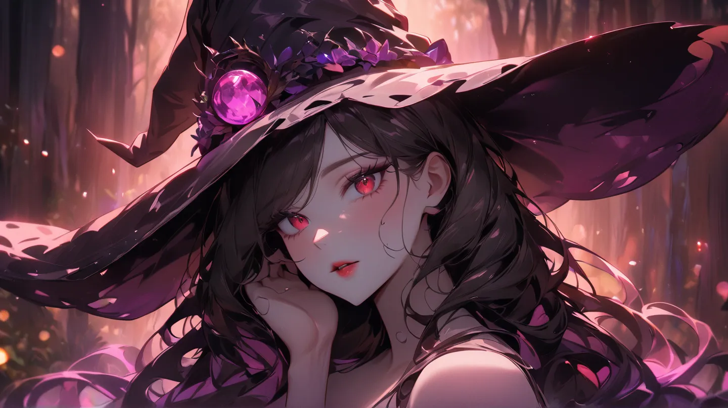 (masterpiece:1.2)、( Girl in a Witch Hat :1.2)、 high resolution RAW color art、 Silver Marble Skin、( Extremely Detailed Elegant)、Magical Color and Atmosphere、 detailed skin、The background is soft and blurry、adds a dramatic and iconic element to the scene、Dee...