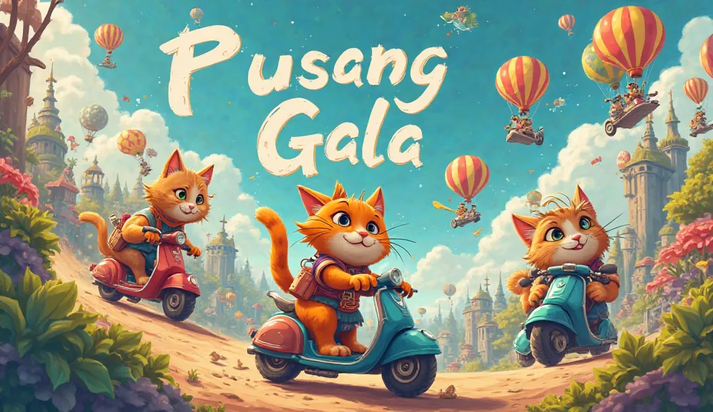 PUSANG GALA title text with cat riders