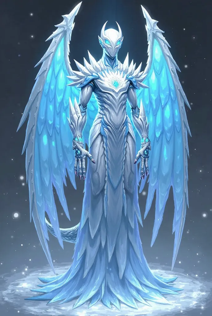 #### **Resurrection ( First stage ):**
- **ice armor**: Its Hollow shape is covered by a serpura made of spiritual ice, with sharp crystals that reflect light. The armor is light , but extremely resistant.  
- **Crystallized Water Wings**: Large wings made...