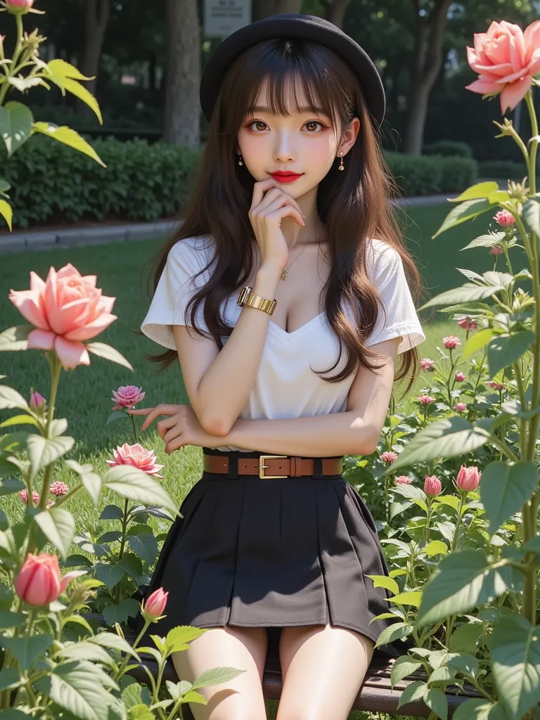 ((Medium Shot, Realistic Cinematic, 8K High Resolution))

A young Thai woman sits gracefully on a park bench, surrounded by a serene and lush atmosphere. Her face radiates delicate beauty with well-balanced features—smooth, rosy cheeks, a slightly upturned...