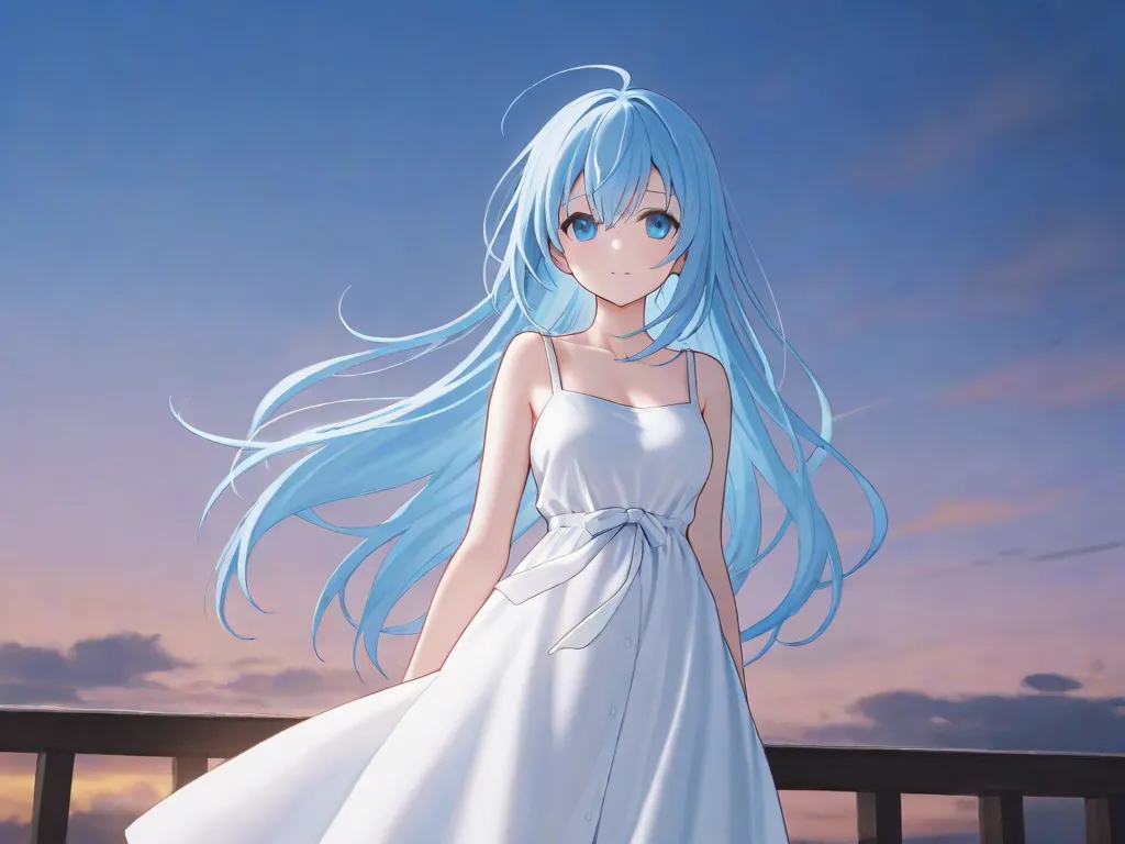  sky blue hair,  Innocent Atmosphere, long long hair dress, adult