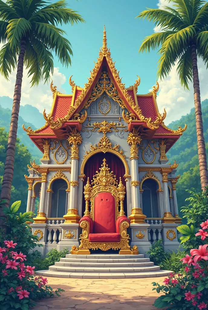 Create me cartoon illustration that beautiful throne palace in Malaysia