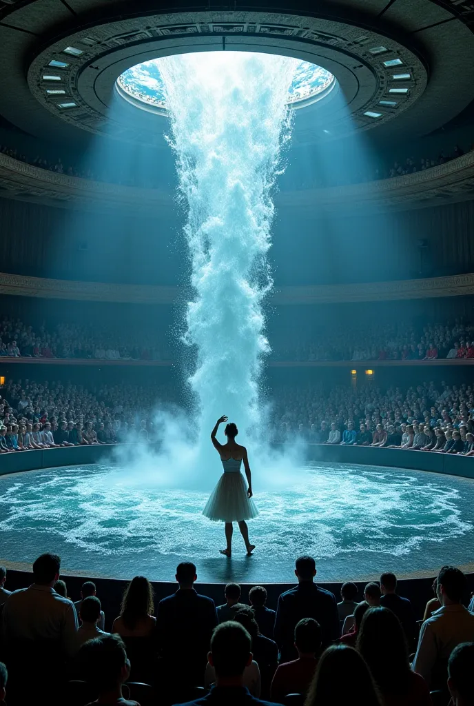 In a large, old, and crowded theater, everyone is watching the performance and enjoying the ballet.

A dance about the ocean is unfolding, and suddenly— as if by magic— an immense amount of water pours out from the stage, flooding into the theater. The aud...