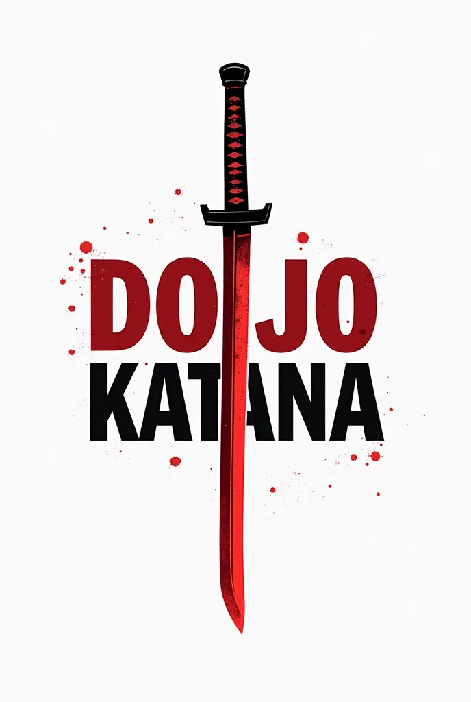 On a white background I want a logo for a karate dojo that says: “DOJO KATANA” and have something red in the middle 