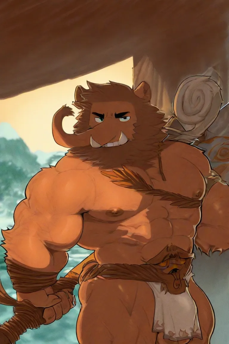 1 boy. 1 man. Anthro., furry.Mammoth. anthro Muscular. Anthro bara. Anthro manly. Anthro vigorous. Loincloth.Caveman. Anthro caveman. Rustic spear. Huge cock under loincloth. Snowy mountain