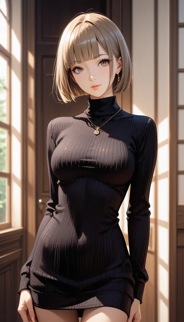 masterpiece, best quality, ultra-detailed, 8k, intricate details, わきDownを見せない, Down, no background, becomes transparent when you stare {x}, PE, front view, cowboy shot, perfect and beautiful face, beautiful breasts,  Read more, slim, lightbrown bob cut, bl...