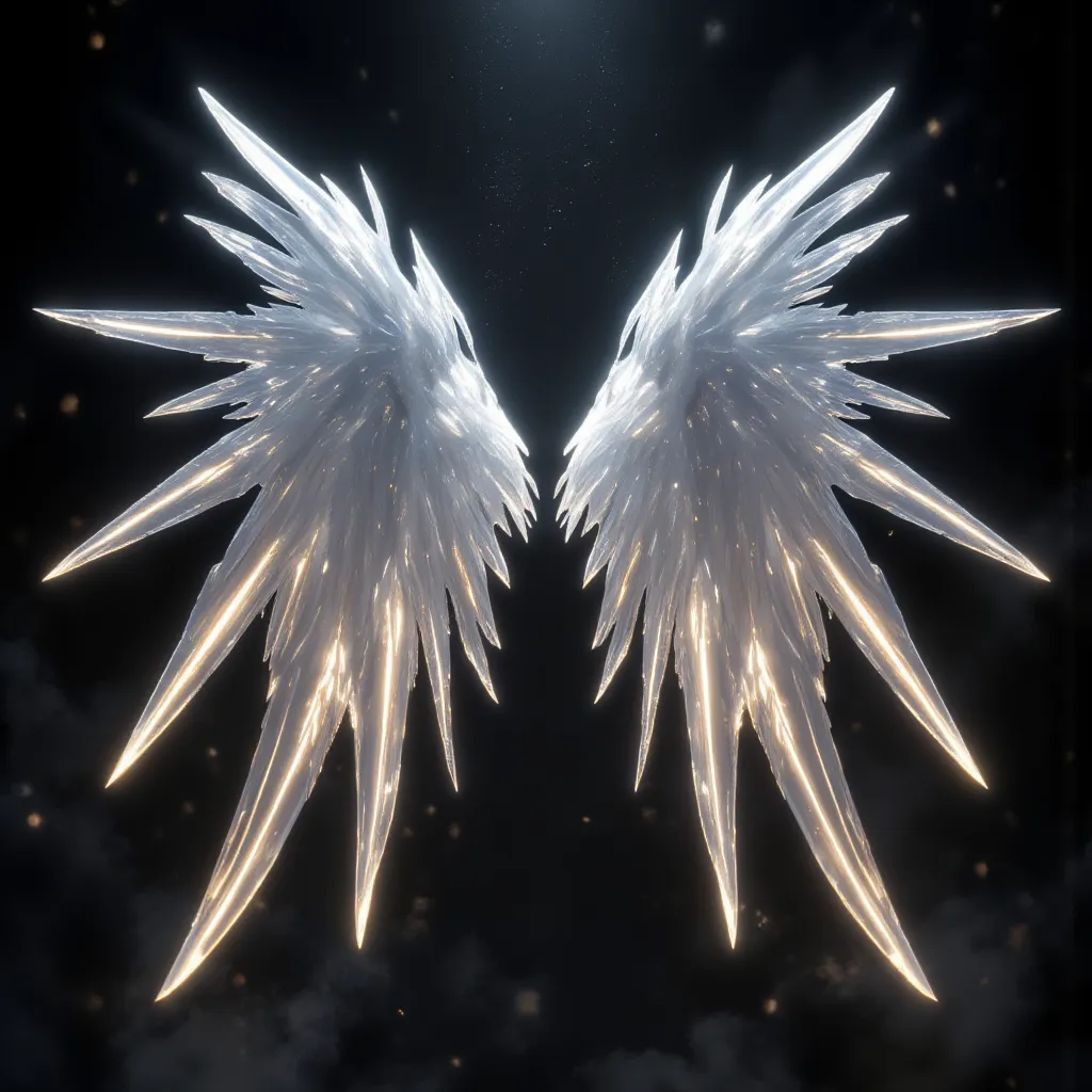  Angel Wings,backlight,viewers,Angle Looking Up From Below,Feathers fluttering,SEE-THROUGH,Thin, transparent legs,white_gothic_,multiple_Wings,rest,v_weapons, Exquisite Details ,4K,High Resolution,realistic,HDR,Studio Lighting,extreme detail,professional ,...