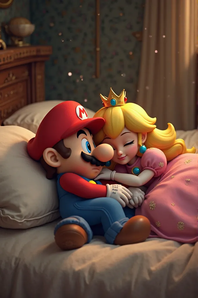 Mario Bross and the princess sleeping together 