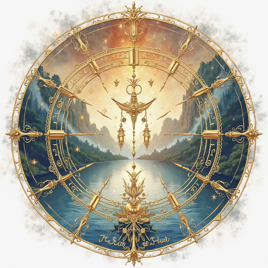 Design of luxury zodiac circle (((tarot card)), water color style, absolute circle.