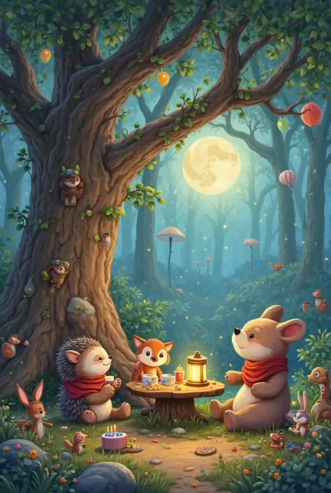 إليك مجموعة من المشاهد لوصف صور قصص أطفال تضم حيوانات:

1. "The Animal Tea Party"
A group of adorable animals gathers around a small wooden table in the middle of a magical forest. A wise owl pours tea for a cheerful bunny, a playful fox, and a giggling sq...