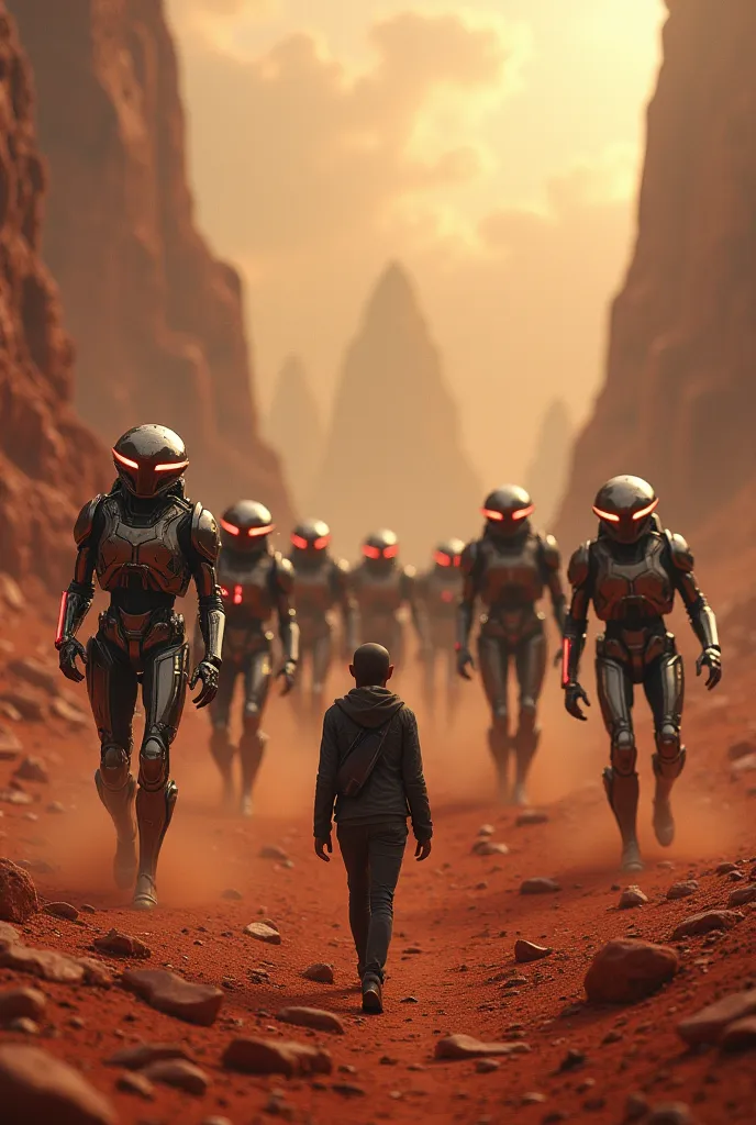 martians marching towards a person