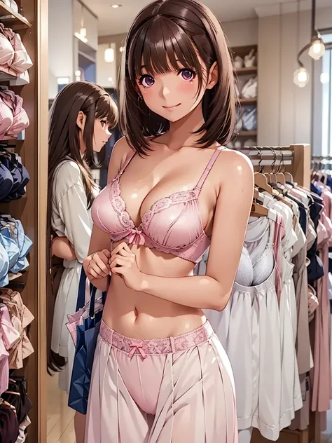 High Resolution,8k,best quality, details,Semi-real anime ,3D anime style,Smooth anime CG, 1 girl , Japanese 20 year old woman sucking left breast , slim,Modeling, shiny maroon hair, short hair,detailsな顔,beautiful and delicate eyes,((brown eyes)),Glowing Sk...