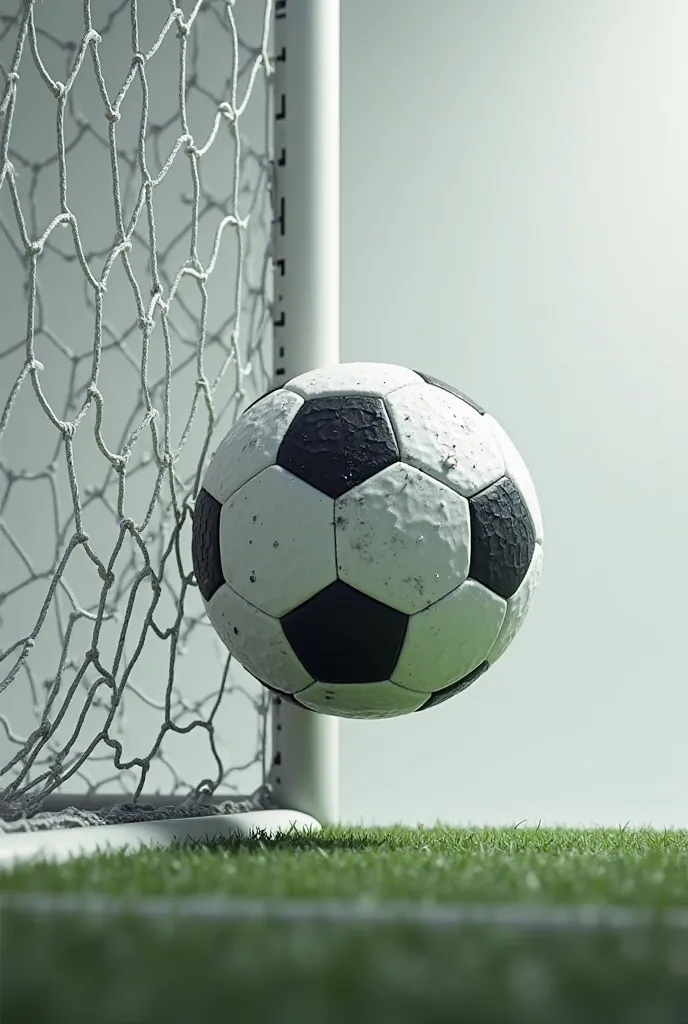 A realistic cinematic soccer ball going into the net minimalistic professional and beautiful 