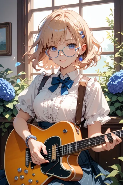 light electric guitar glasses hydrangea
