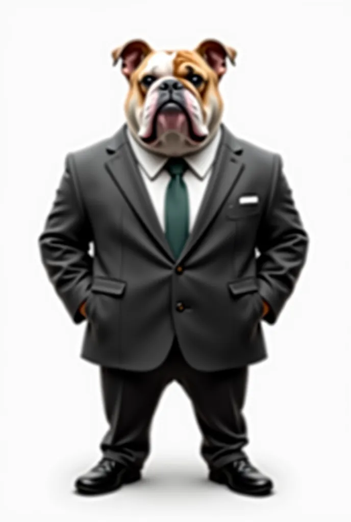 bulldog in a business suit on a white background