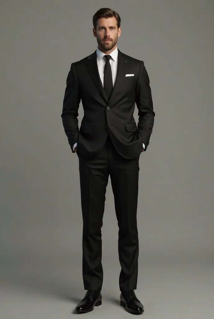 A Man With Full Black Suit
