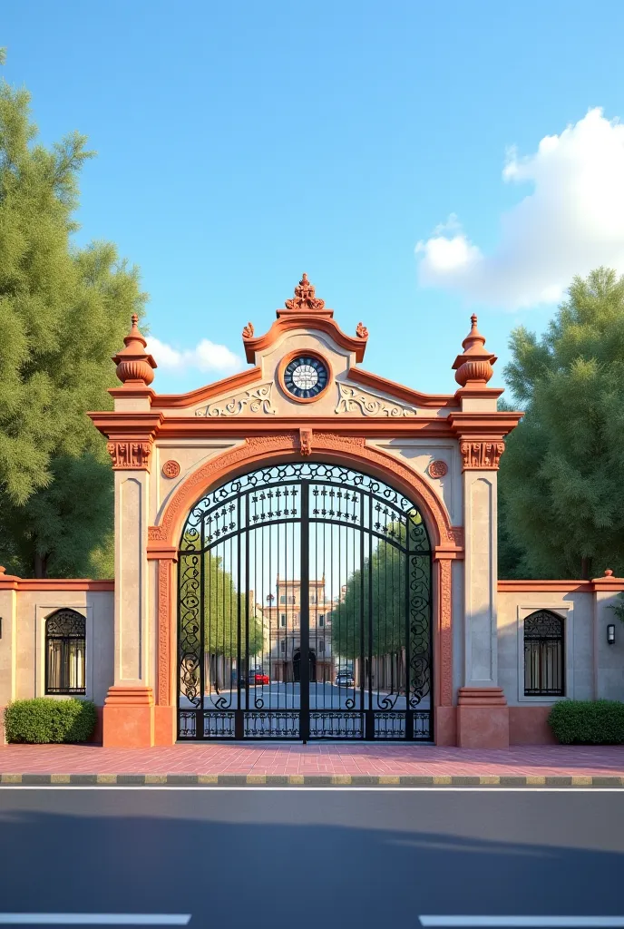 Private public school gate in street in Pakistan 