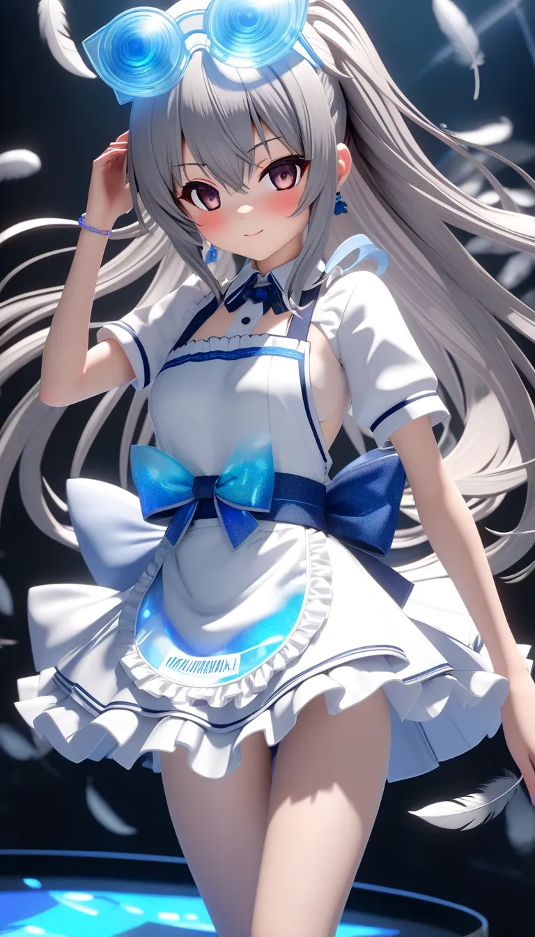  Sorazaki Hina。Sorasaki Hina。 Sorazaki Hina (Sorasaki Hina)はBlue Archiveのキャラクター。　Blue Archive。Gray Hairをlong hair caught in a hole。feathers on the waist 、。 virtual naked apron idol。\  character "  atlus"\, alone, ((   Transparency ３d,   transmission treatm...