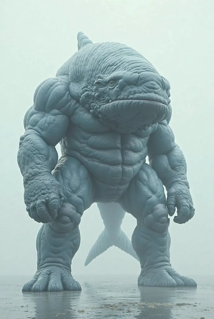 image of an overly muscular whale standing on two legs