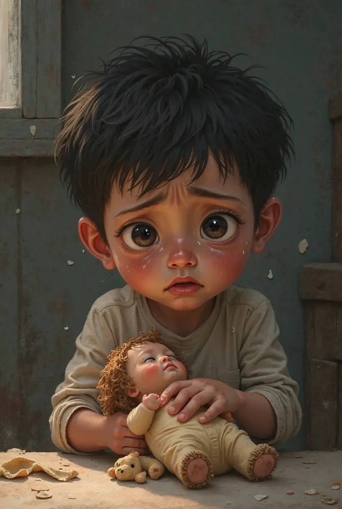 A boy crying for a doll when he was 