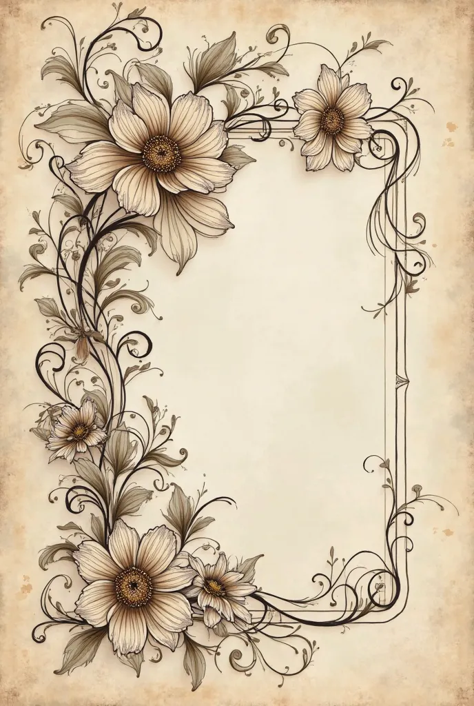 Antique style in calligraphic floral ink 