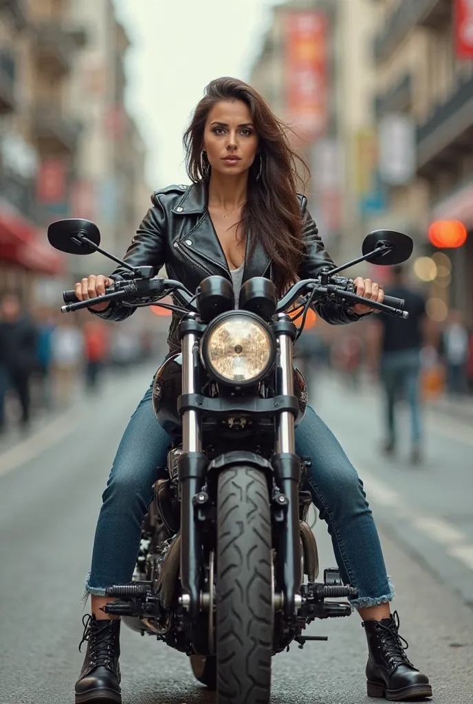 Female biker and "Happy March 8 International Women's Day" Photo by