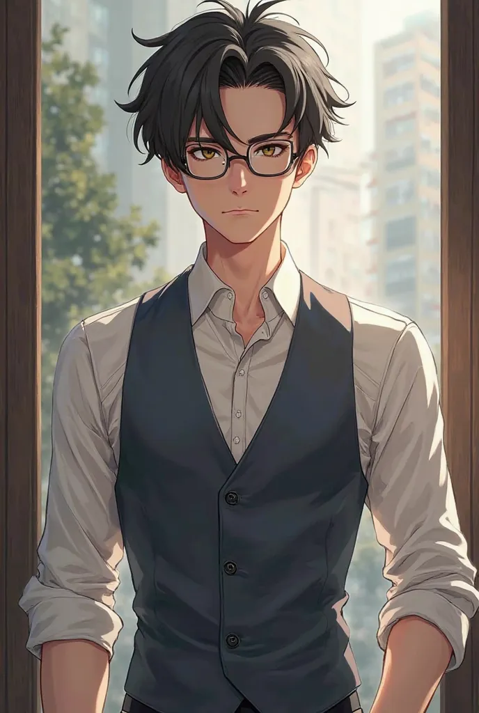 Anime boy with vest suit and glasses
L