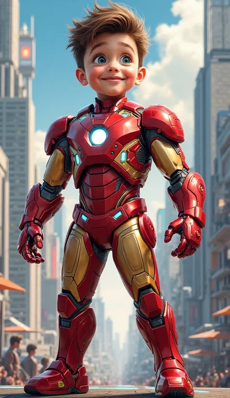 a young ironman looking excited with a expression of wow on his face