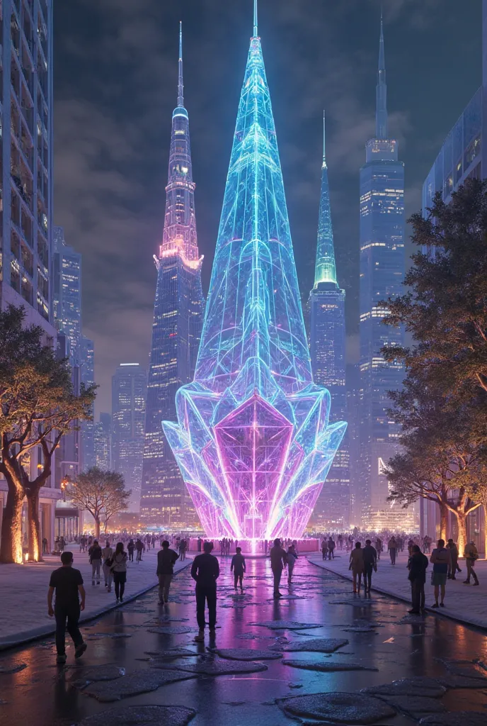 InterstellarX land Based X Station by Interstellar Teleresearch Company at Prismopolis: A city where advanced light manipulation technology creates stunning visual effects. The architecture features prisms, glass structures, and holographic displays, creat...