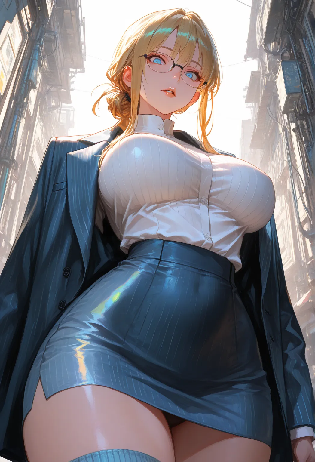 걸작, Source _Hentai,  Premium , amazing quality,  very aesthetic , High Resolution, Ultra-precision, lighting,  colorful ,  absurd, recent,
, beautiful secretary, expressive eyes, Upper body, detailed face, beautiful face, Long golden hair tied at the back,...