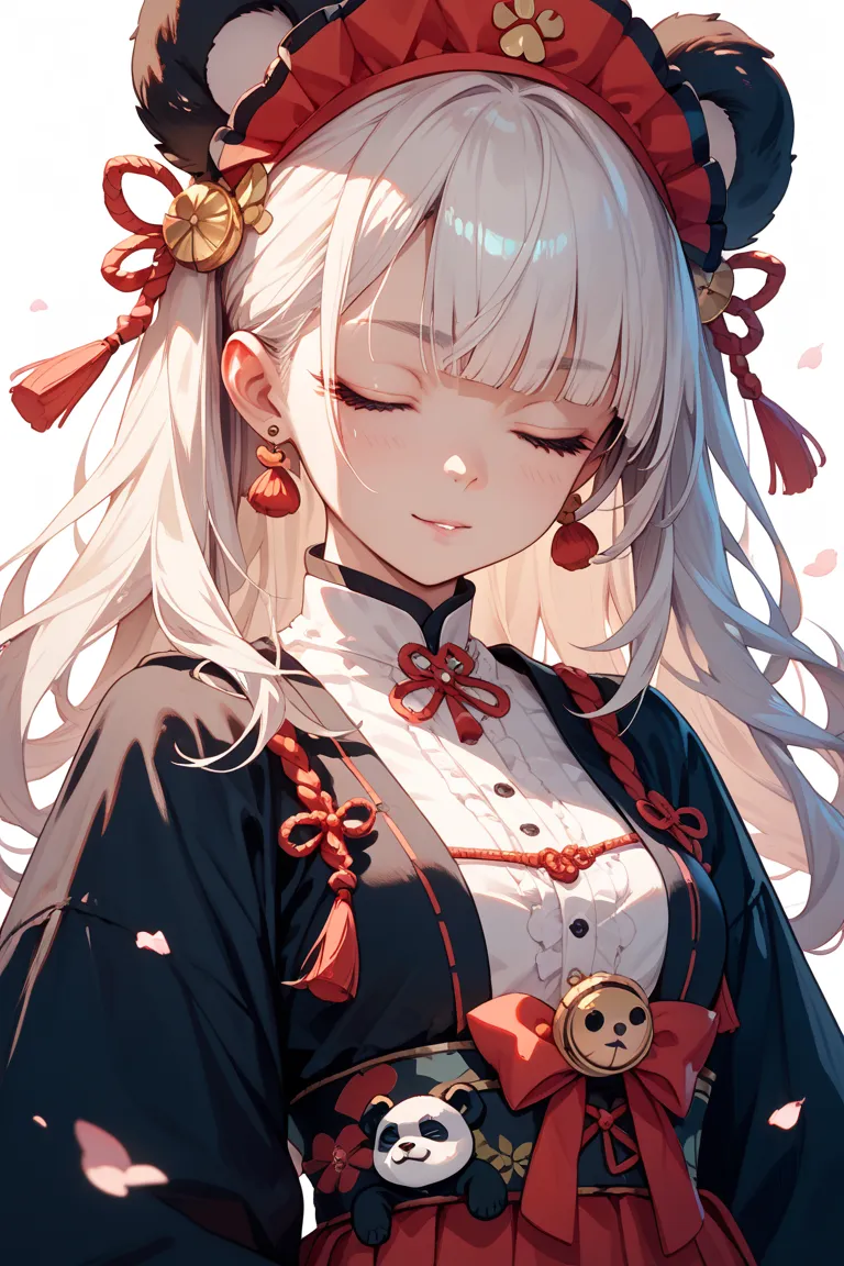 Girl with closed eyes with a panda motif