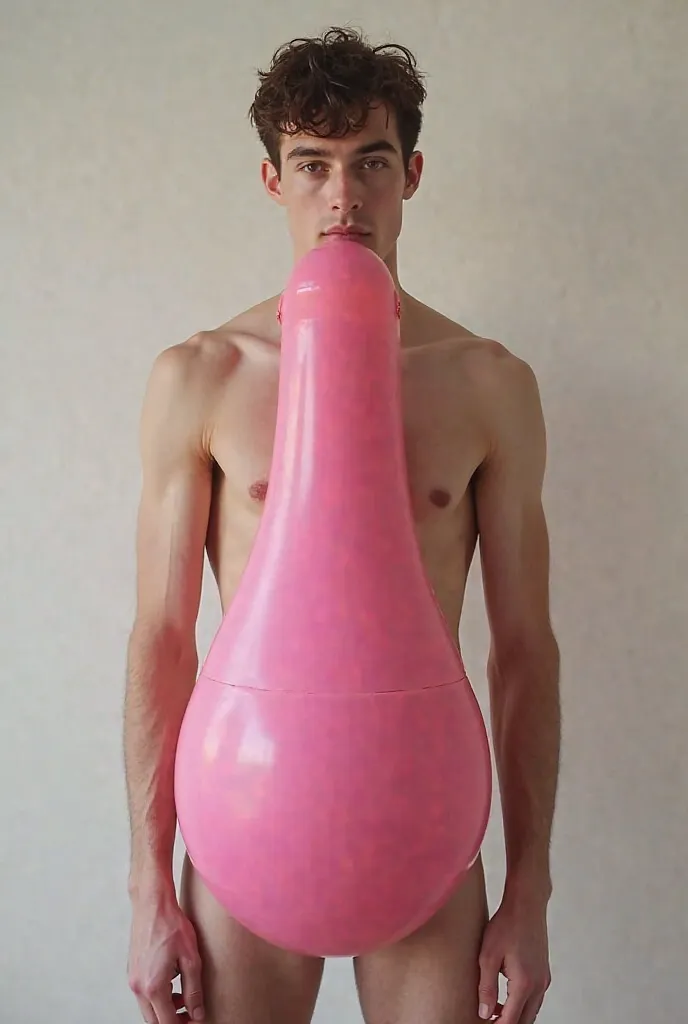 A naked young man with a big pink penis