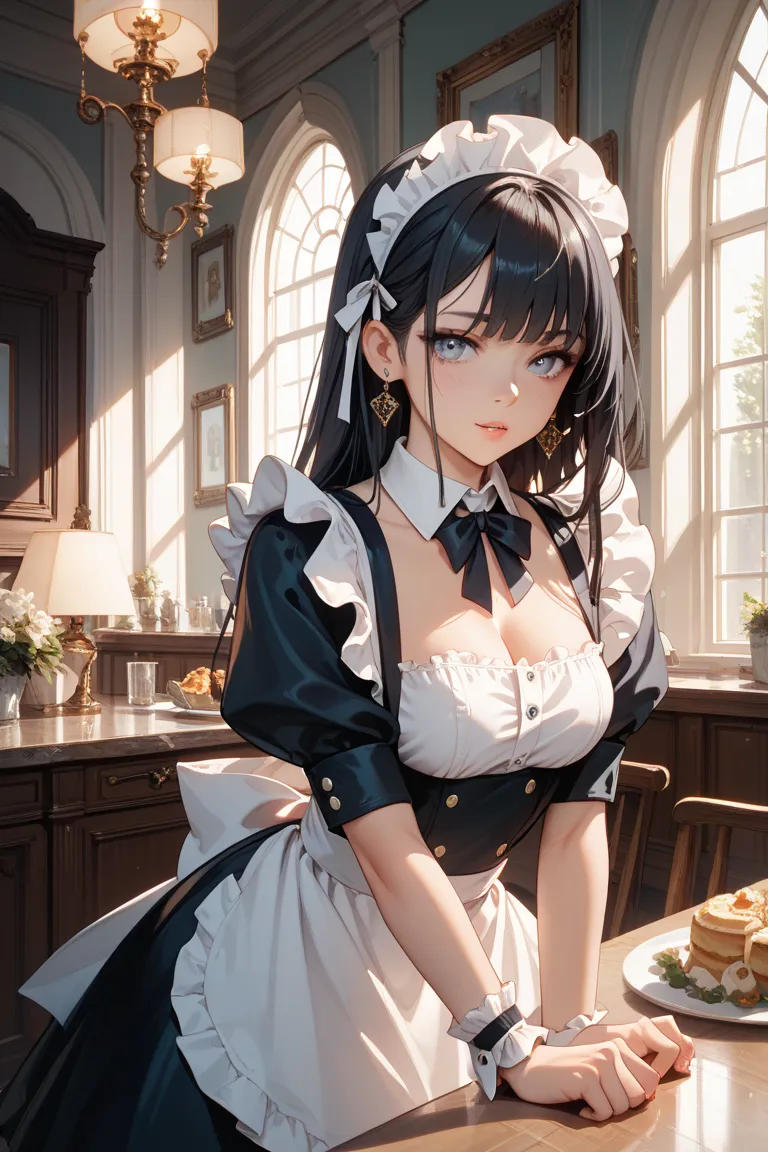  clear, nudes,long black hair,Maid