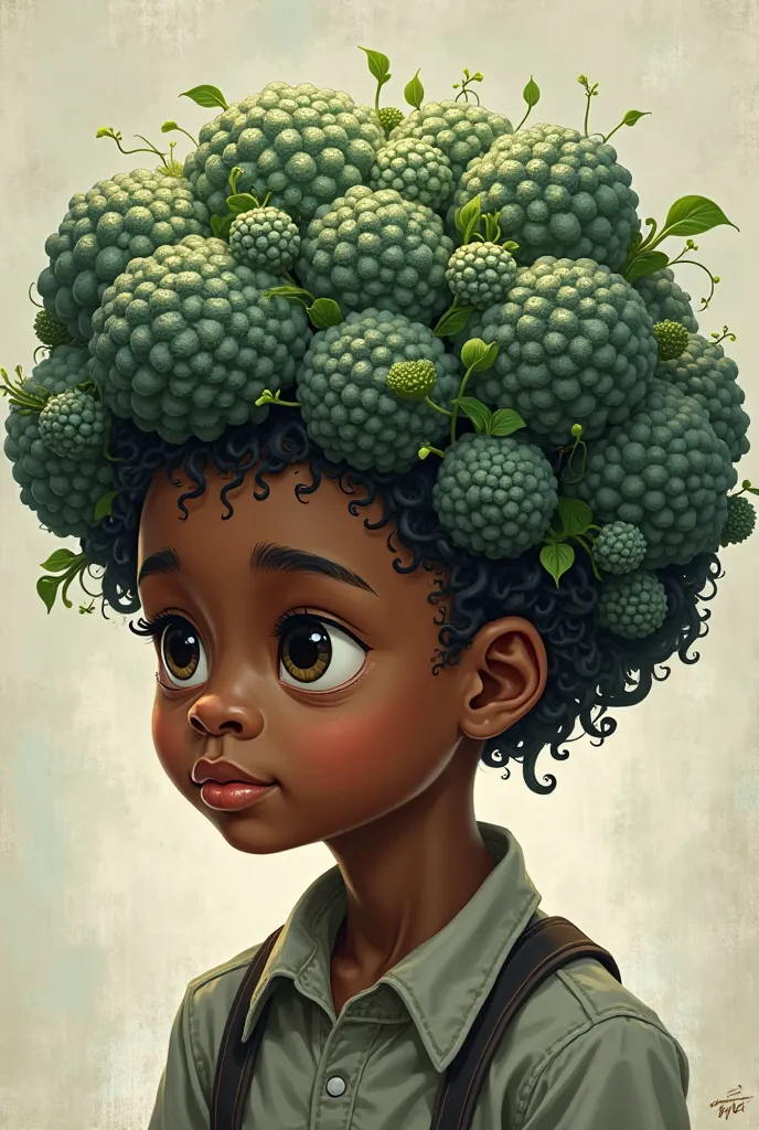 A black boy hairstyle look like broccoli