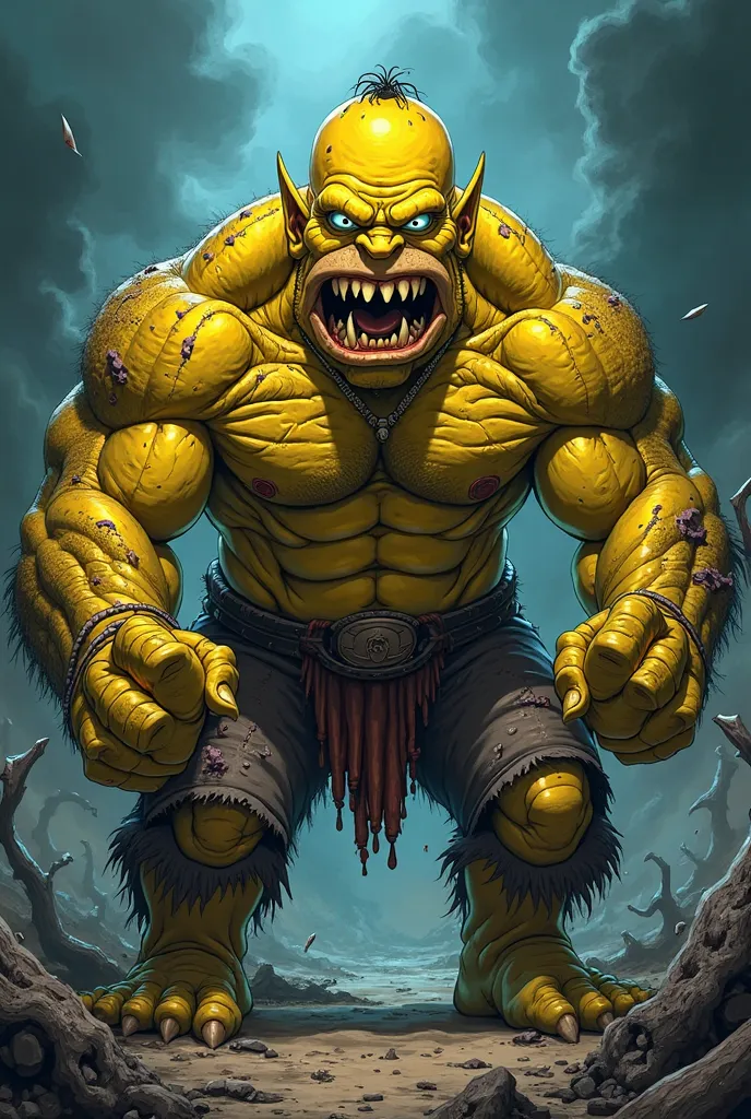 Do Homer Simpson like a orc haos dark , carton