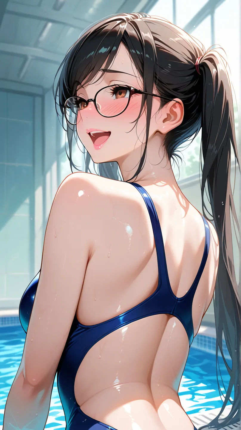 ((Highest quality)),(masterpiece), 8k,Very Detailed, Detailed Light, Eye Glasses, Slim, Slender, Small Head, Small Face, Small Eyes, Small Hips, Intricate Detailed face, Slender Face, Detailed Reflective Eyes, Beautiful Eyes, Shiny hair, Medium Breasts, Ve...